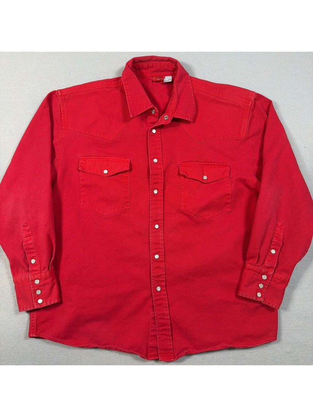Marlboro Red Star Western Denim Jean Long Sleeve Pearl Buttons Large